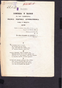 Pjeszma u Zadru na dan narodyenya Franca Pervoga austrianzkoga cara y kralya / [pjevana po Vasilii Bubanovich, szveshteniku bishup. Krisevacske, y Kapellanu Vojnicskomn[!] u Dalmacii]