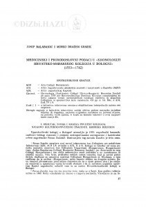 Medicinski i prirodoslovni podaci u "Kronologiji Hrvatsko-mađarskog kolegija u Bologni" : (1553-1782) / J. Balabanić, M. D. Grmek