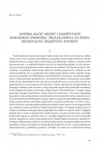 Andrija Kačić Miošić i književnost Makarskog primorja : prolegomena za jednu regionalnu književnu povijest / Davor Dukić