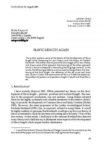 Slavic length again / Mate Kapović