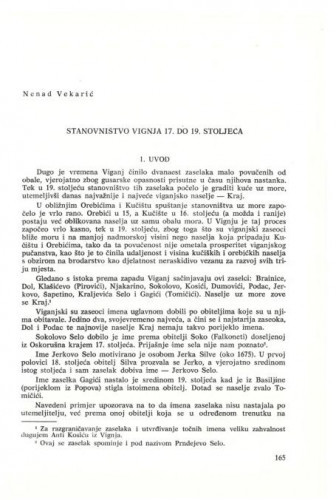 Stanovništvo Vignja 17. do 19. stoljeća / Nenad Vekarić