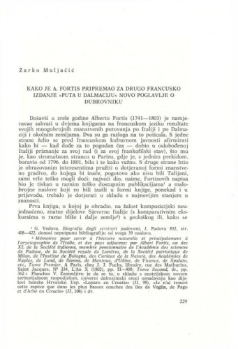 Kako je A. Fortis pripremao za drugo francusko izdanje 
