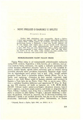 Novi prilozi o baroku u Splitu / Kruno Prijatelj