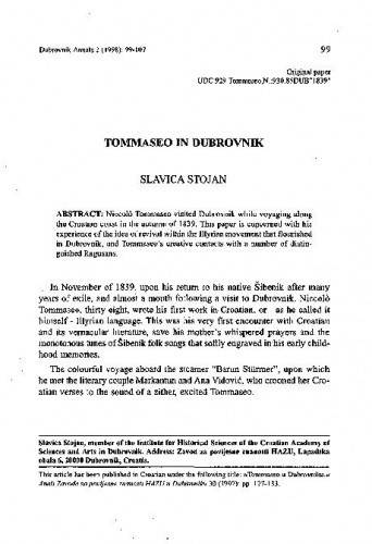 Tommaseo in Dubrovnik / Slavica Stojan