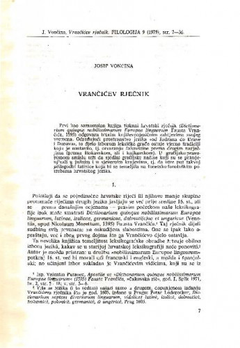Vrančićev rječnik / Josip Vončina