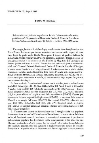 Starec, Roberto: Mondo popolarre in Istria, Trieste, Rovigno, 1996. / Pavao Tekavčić