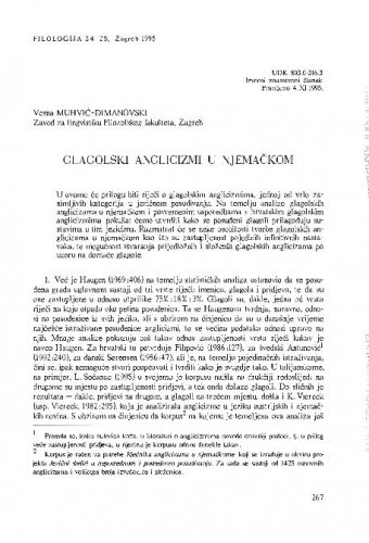 Glagolski anglicizmi u njemačkom / Vesna Muhvić-Dimanovski