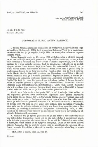 Dubrovački ilirac Antun Kaznačić / Ivan Pederin