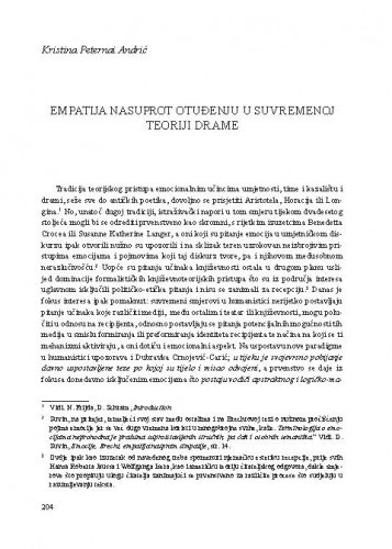 Empatija nasuprot otuđenju u suvremenoj teoriji drame / Kristina Peternai Andrić
