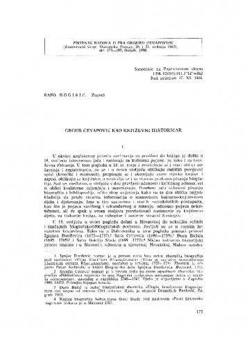 Grgur Čevapović kao književni historičar / Rafo Bogišić