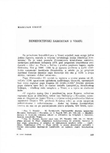 Benediktinski samostan u Vrani / Marijan Grgić