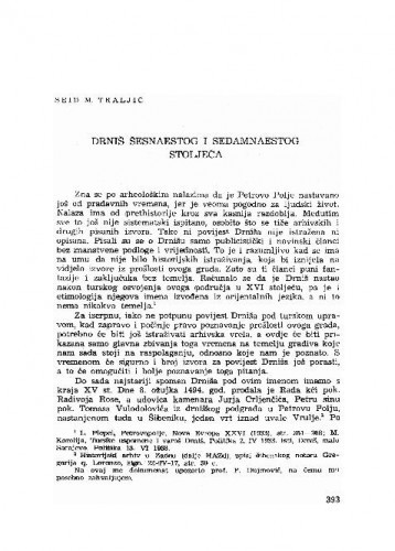 Drniš šesnaestog i sedamnaestog stoljeća / Seid M. Traljić