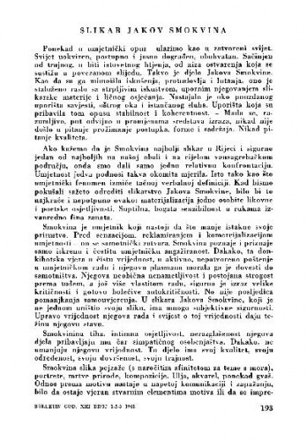 Slikar Jakov Smokvina / Vanda Ekl