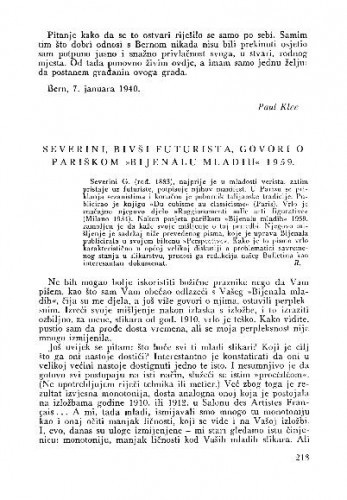 Severini, bivši futurista, govori o pariškom 