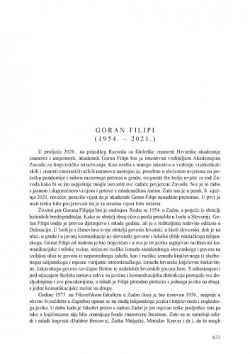 Goran Filipi (1954.-2021.) : [nekrolog] / August Kovačec