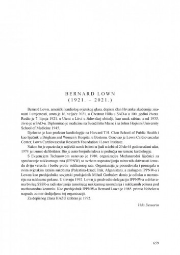 Bernard Lown (1921.-2021.) : [nekrolog] / Vida Demarin