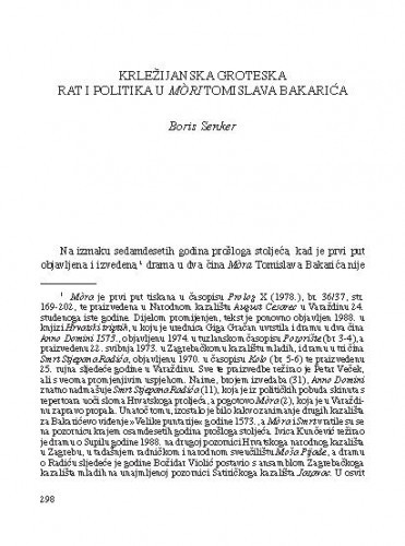 Krležijanska groteska. Rat i politika u Mori Tomislava Bakarića / Boris Senker