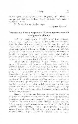 Istraživanje flore i vegetacije lišajeva sjeverozapadnih crnogorskih planina / F. Kušan
