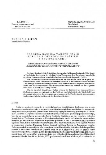 Barokna baština Varaždinskih Toplica s osvrtom na zaštitu i revitalizaciju / Božena Filipan