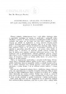 Audiološka analiza pitomaca dvaju zavoda za odgoj gluhonijeme djece u Zagrebu / M. Pražić