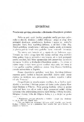 Proučavanje gornjeg paleozoika u Brušansko-Oštarijskom prodoru / M. Salopek