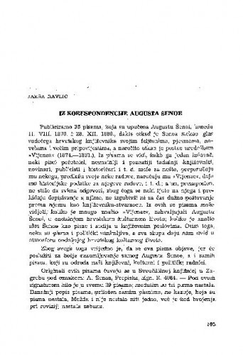 Iz korespondencije Augusta Šenoe / [priredio] Jakša Ravlić