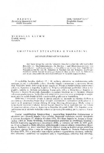 Umjetnost štukatura u Varaždinu / Miroslav Klemm