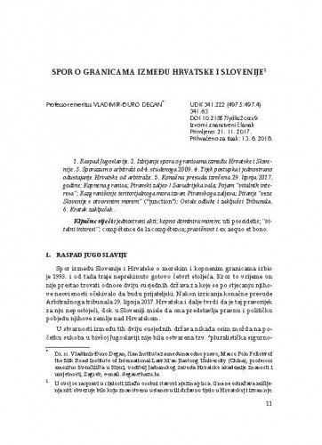 Spor o granicama između Hrvatske i Slovenije / Vladimir Đuro-Degan