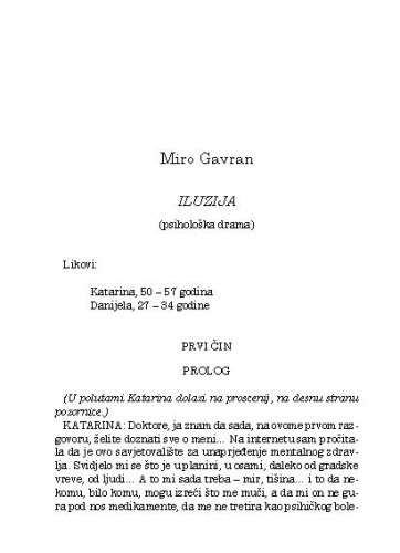 Iluzija : (psihološka drama) / Miro Gavran