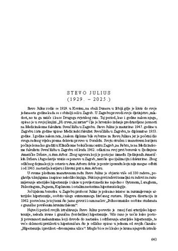 Stevo Julius (1929. - 2025.) : [nekrolog] / Bojan Jelaković