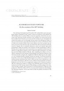Academician Eugen Topolnik : on the occasion of his 100th birthday / Slavko Cvetnić