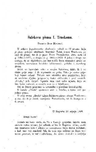 Šulekova pisma I. Trnskom / Ivan Milčetić