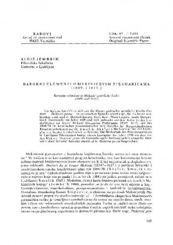Barokni elementi u Mekinićevim pjesmaricama / Alojz Jembrih