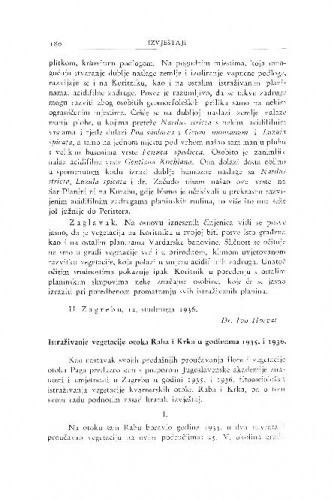 Istraživanje vegetacije otoka Raba i Krka u godinama 1935. i 1936. / S. Horvatić