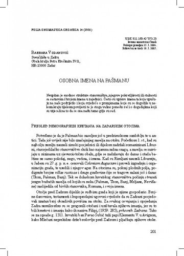 Osobna imena na Pašmanu / Barbara Vodanović