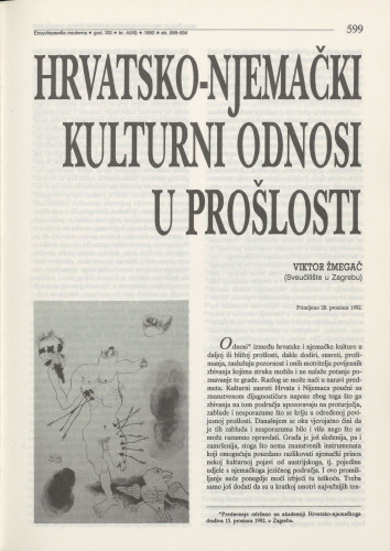 Hrvatsko-njemački kulturni odnosi u prošlosti / Viktor Žmegač