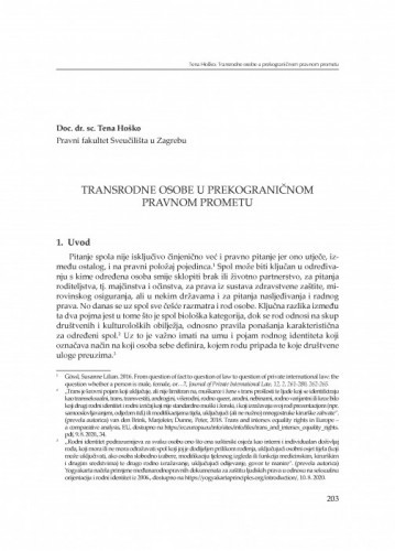 Transrodne osobe u prekograničnom prometu osoba / Tena Hoško