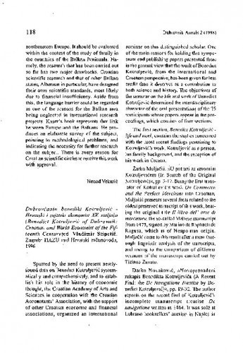 Dubrovčanin Benedikt Kotruljević : hrvatski i svjetski ekonomist XV. stoljeća (Benedict Kotruljević of Dubrovnik : Croatian and world economist of the fifteenth century) / ed. Vladimir Stipetić. Zagreb, 1996. / Stjepan Ćosić