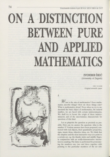 On a distinction between pure and applied mathematics / Zvonimir Šikić