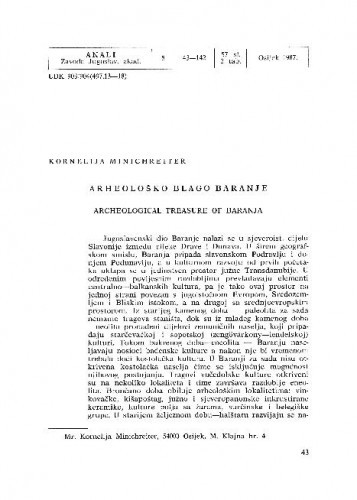 Arheološko blago Baranje / Kornelija Minichreiter