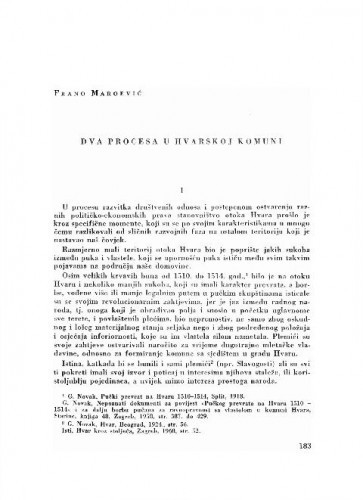 Dva procesa u Hvarskoj komuni / Frane Maroević