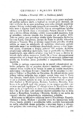 Crivelli i njegov krug : izložba u Veneciji 1961. u Duždevoj palači / Ljerka Gašparović