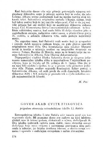 Govor akad. Cvite Fiskovića prigodom otvorenja retrospektivne izložbe Lj. Babića / Cvito Fisković