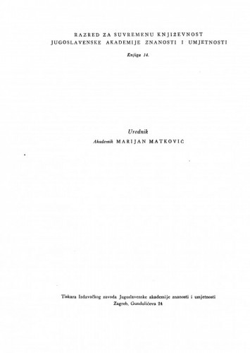Rad Jugoslavenske akademije znanosti i umjetnosti. Razred za suvremenu književnost / urednik Ivo Frangeš