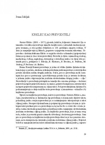 Krklec kao prevoditelj / Ivana Sabljak