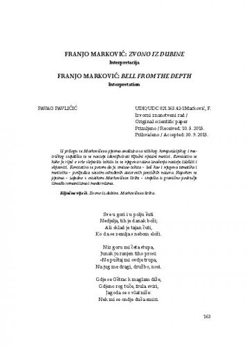 Franjo Marković: Zvono iz dubine, interpretacija / Pavao Pavličić