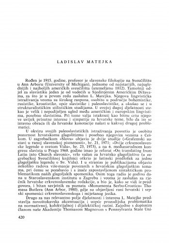 Ladislav Matejka : [biografije novih članova Akademije]