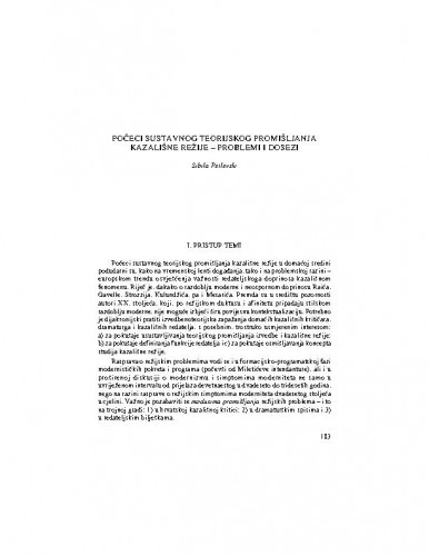 Počeci sustavnog teorijskog promišljanja kazališne režije - problemi i dosezi / Sibila Petlevski