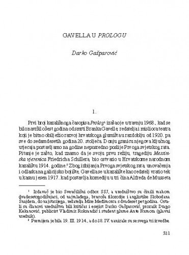Gavella u Prologu / Darko Gašparović