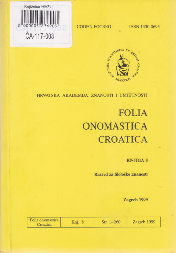 Knj. 8 (1999) / glavni i odgovorni urednik Petar Šimunović